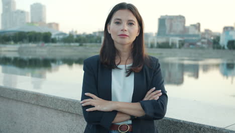confident business woman in city