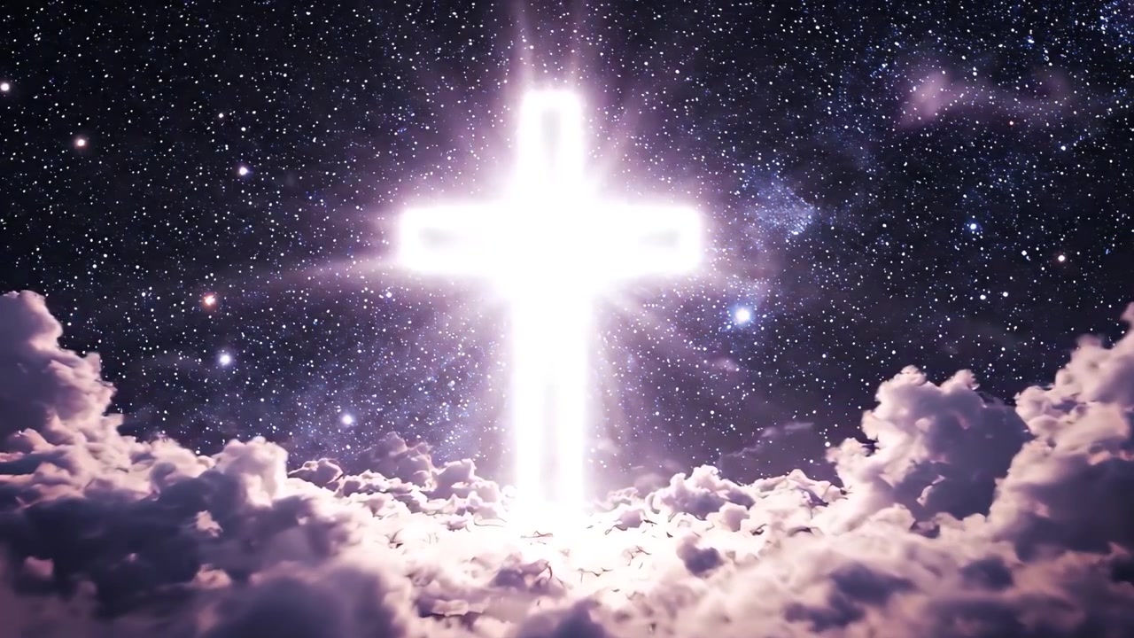 Christian Cross Heavenly Light Worship Background 4K