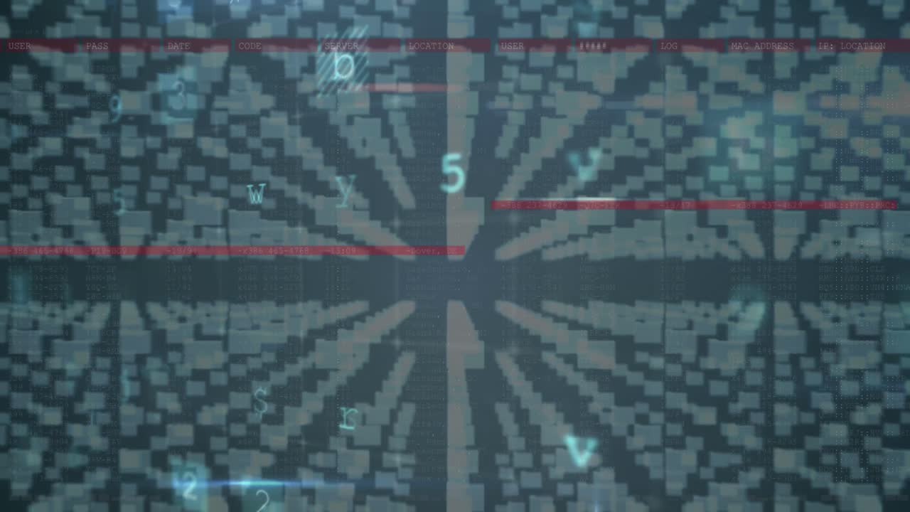 animación del candado de seguridad y el procesamiento de datos sobre fondo negro