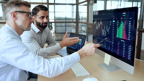 crypto traders brokers stock exchange investors analyzing trading charts.