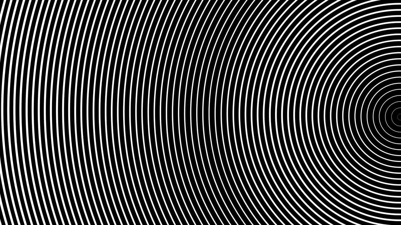 abstracción hipnotizante de medio anillos blancos que se mueven sobre un fondo negro