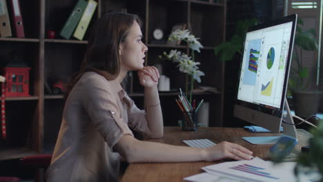 business woman working on computer at home office