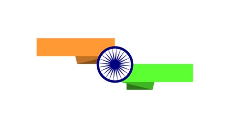 presenting moving ashock chakra with indian flag colour shapes. animation for heading isolated on white background.