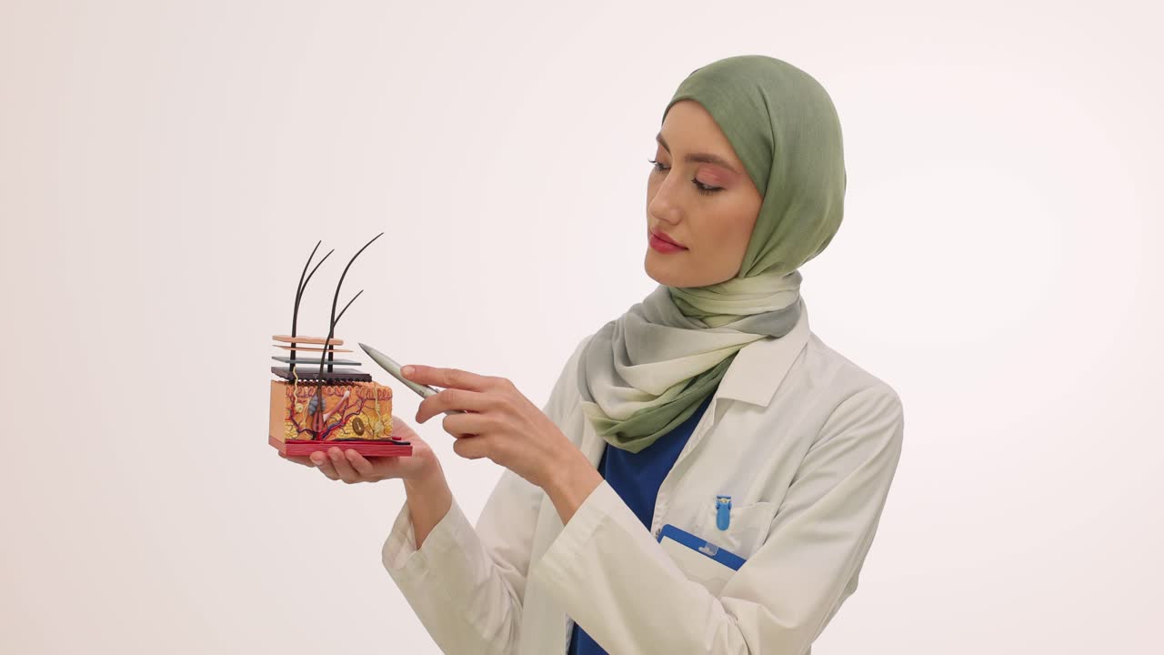 Woman in Hijab Explains Hair Anatomy