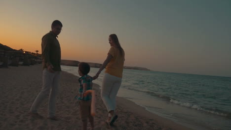 family walking before bed
