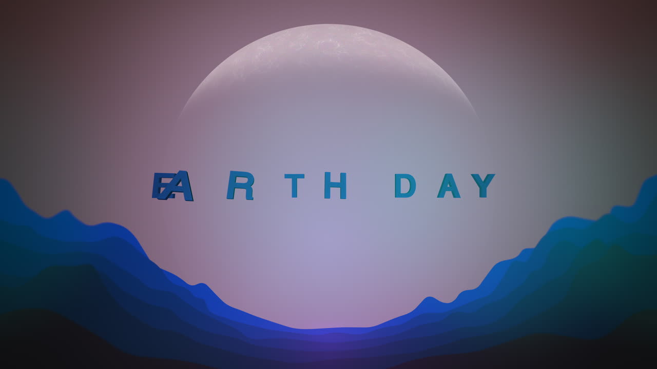 día de la tierra con luna y montañas azules en el espacio