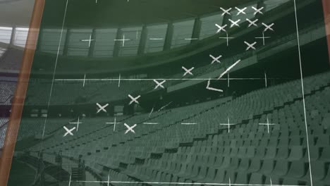 Animation-of-drawing-of-game-plan-over-empty-stadium
