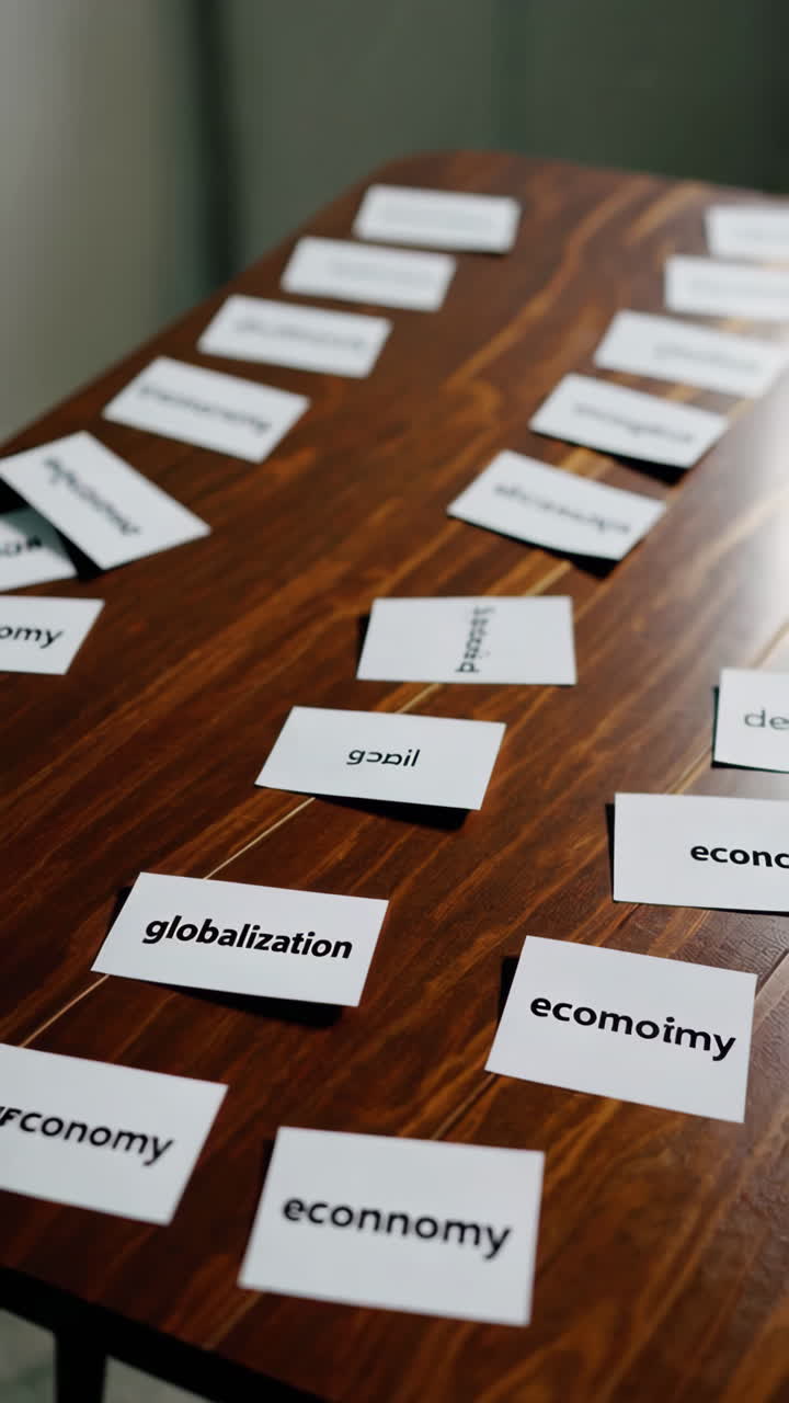 Flashcards with words related to globalization and economy
