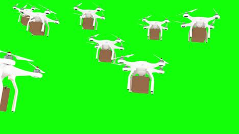 imagen generada digitalmente de drones que llevan una caja de cartón