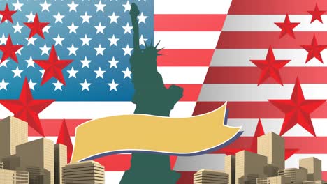 Animation-Der-Freiheitsstatue-über-Der-Flagge-Der-Vereinigten-Staaten-Von-Amerika