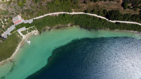 Kournas natural freshwater lake and surroundings, Crete, Drone shot