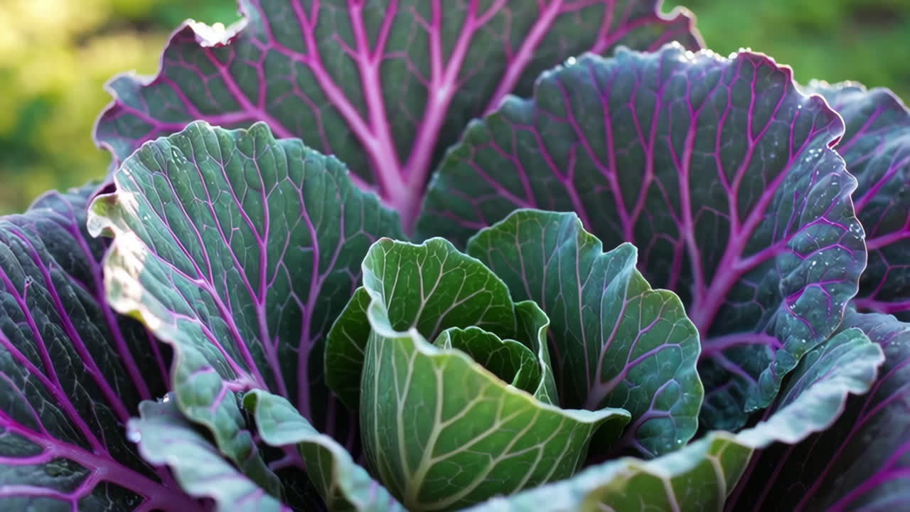 Vibrant Ornamental Cabbage with Purple and Green Leaves
