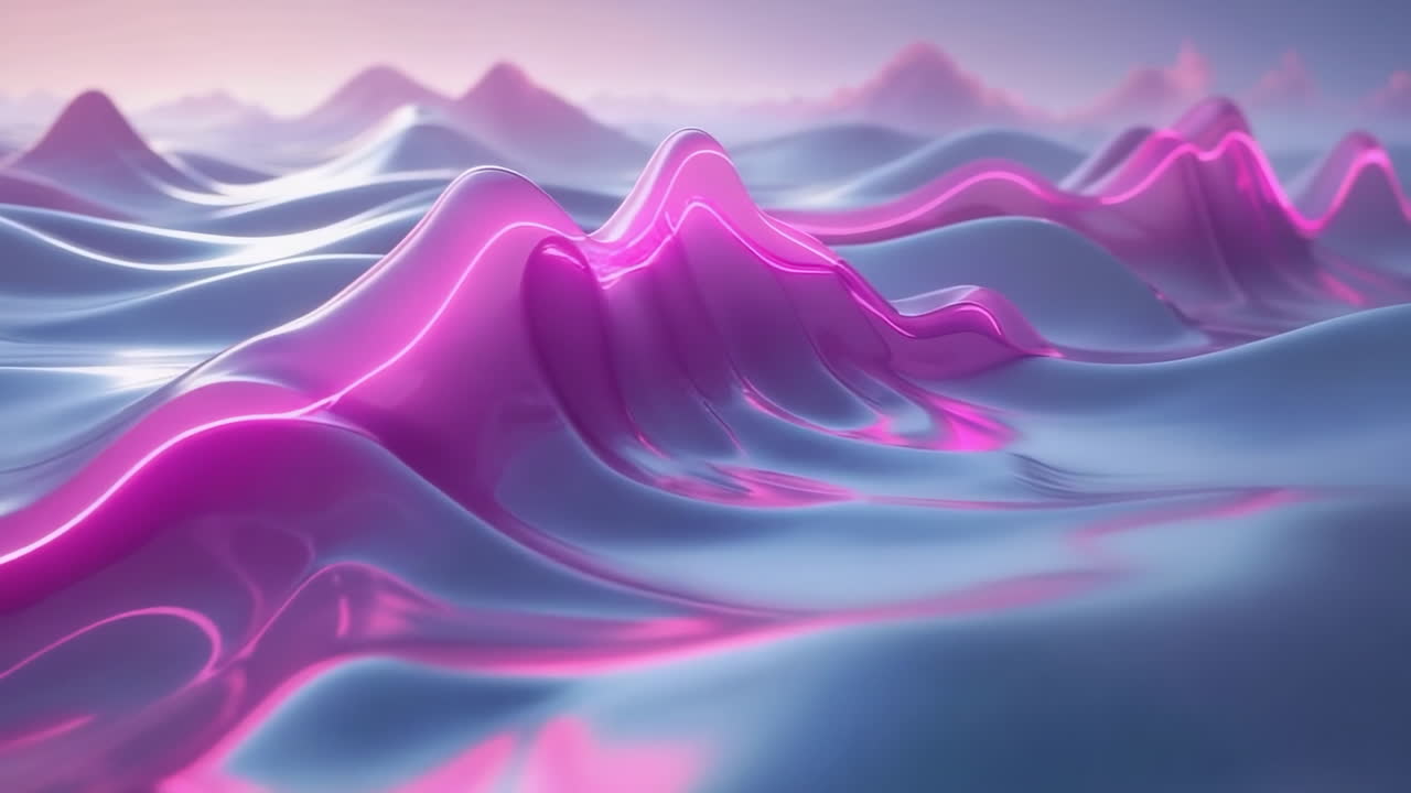 Abstract Glowing Fluid Waves Landscape