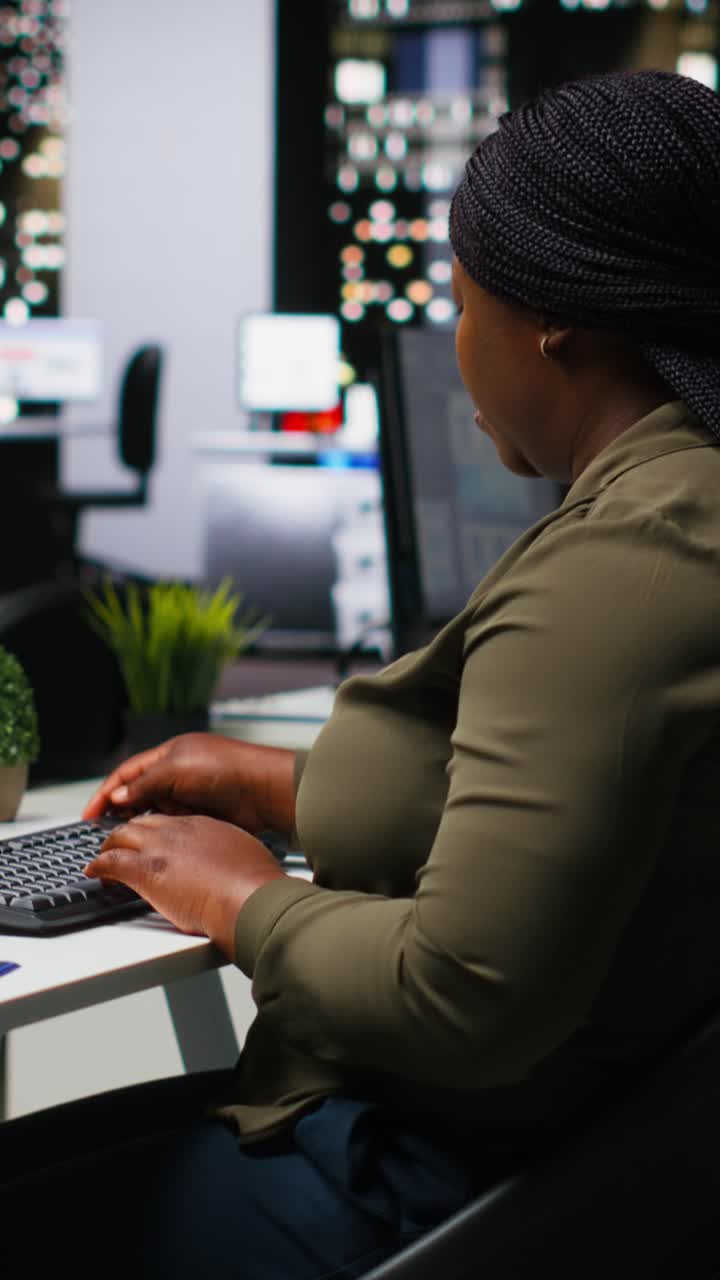 Vertical Video African american videographer working in video production industry