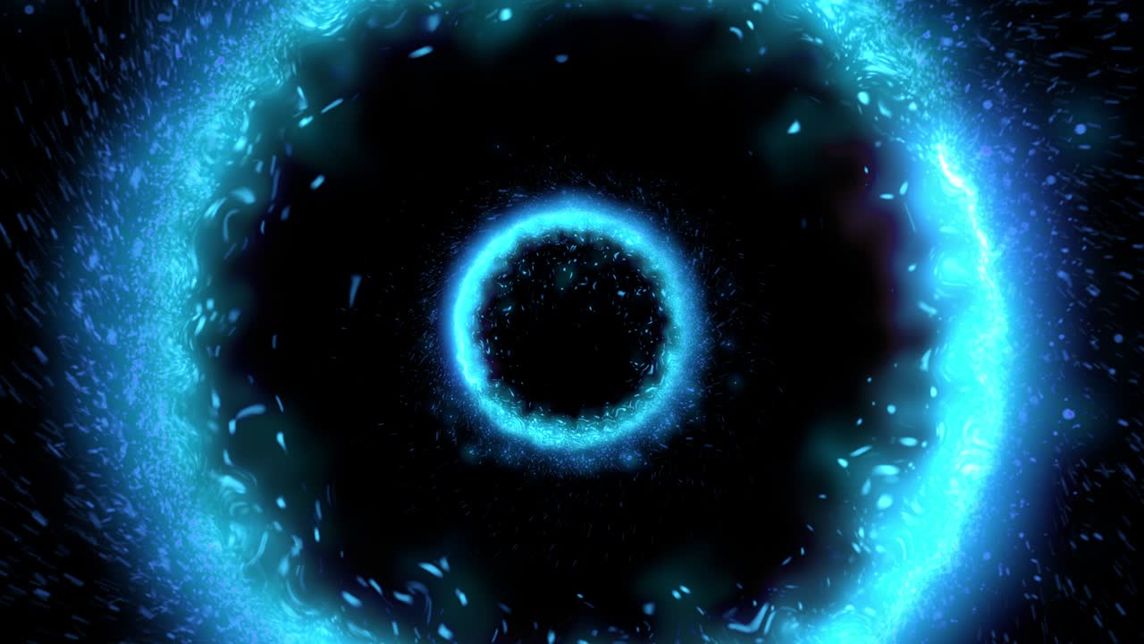 efecto de movimiento en espiral del círculo de chispas de partículas azules