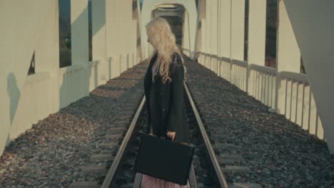 woman on a bridge