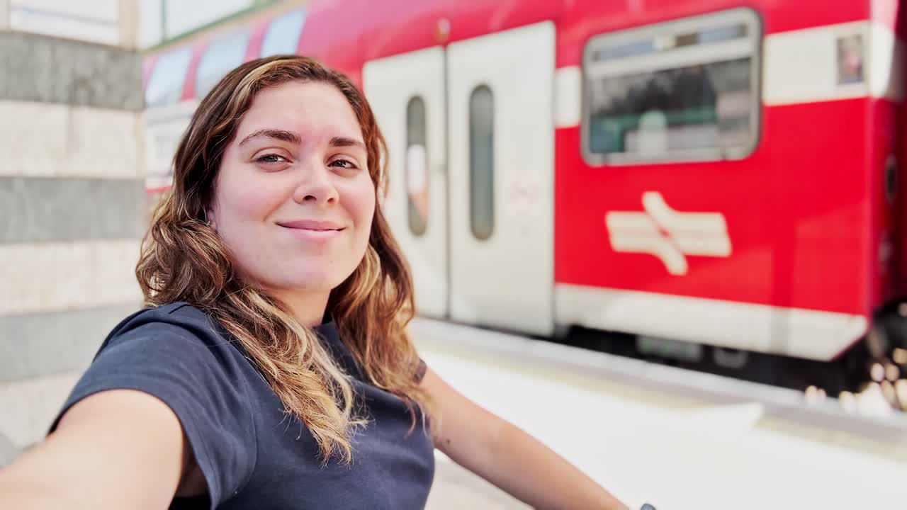 기차역에서 기다리는 여자