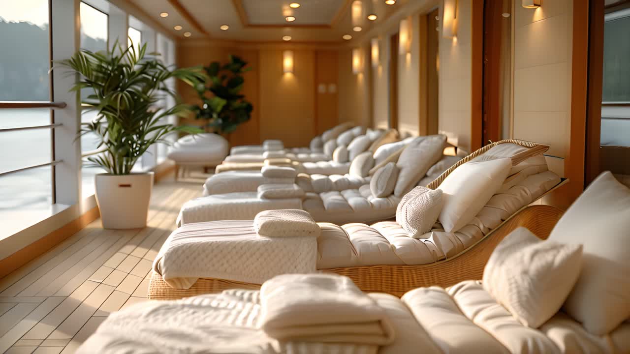 Luxurious lounge area on a yacht or cruise ship