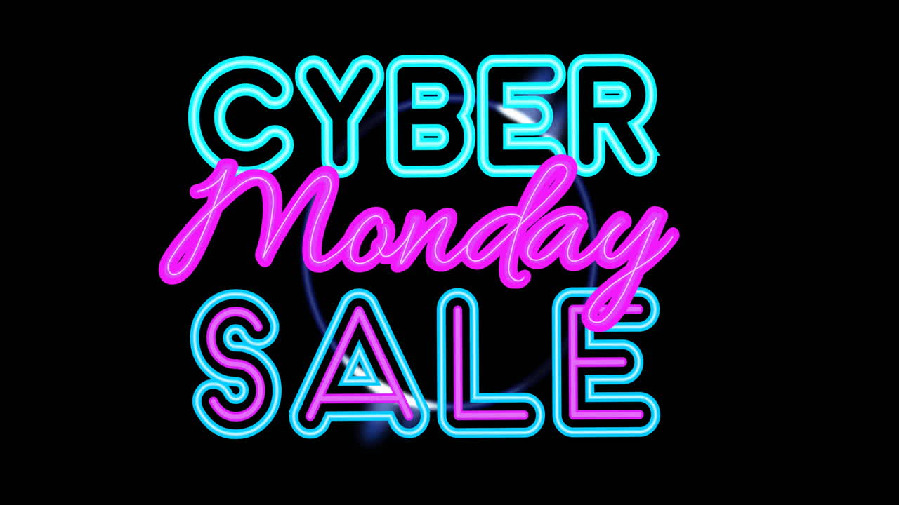 구름이 가득한 밤 하늘 위의 시작 텍스트의 애니메이션