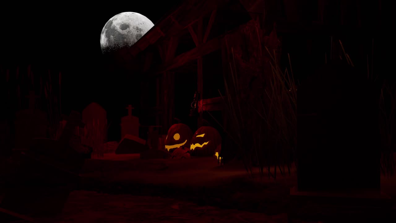 할로윈 밤 배경 애니메이션, 4k 비디오