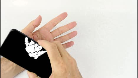 x-ray skeleton in the hand of an adult man