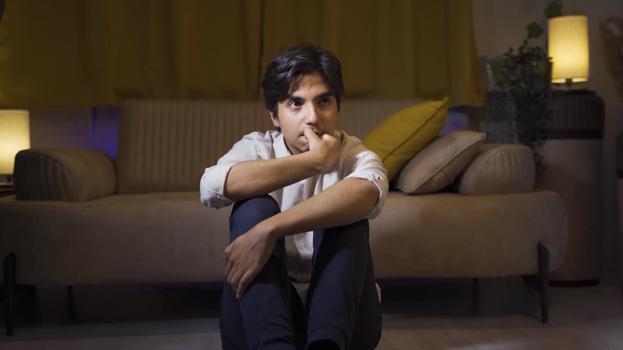 Premium stock video - Psychologically disturbed thoughtful nervous.