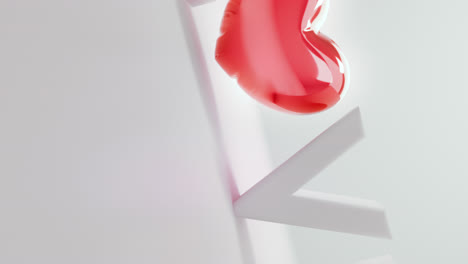 white love letters sign with the red heart instead of "o" letter