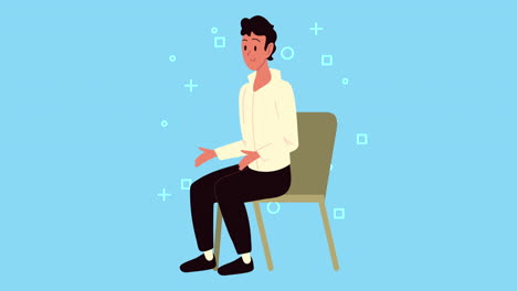 young man seated character animation