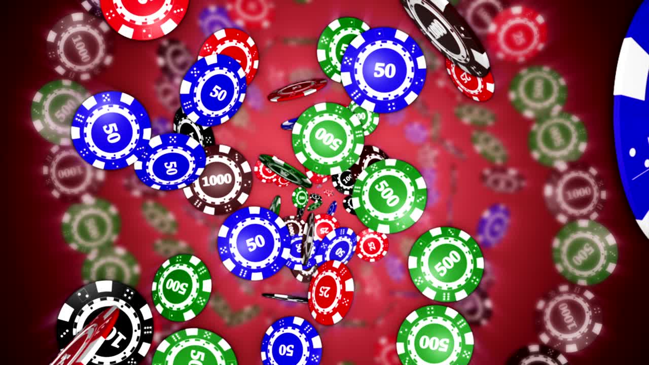 animación de chips de póquer, fondo, renderización y bucle