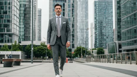 confident businessman in contemporary urban setting: a stylish journey through modern architecture and professional elegance captured in two frames