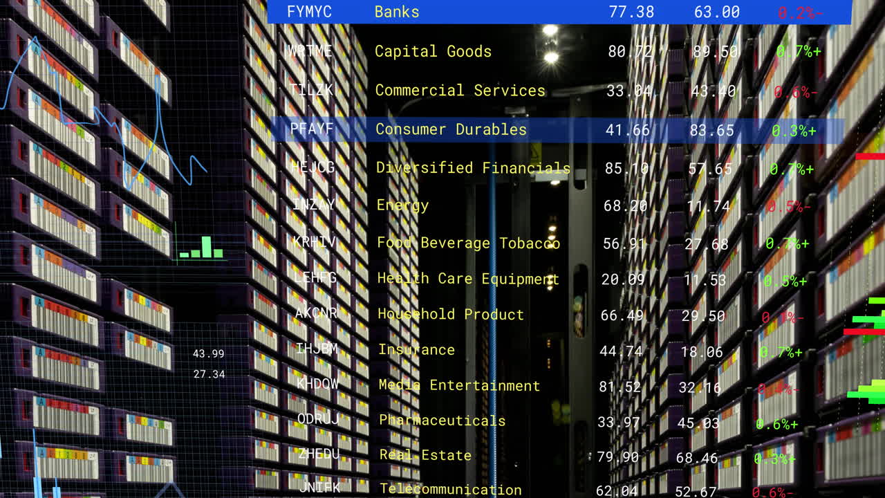Animation of computer servers and financial data processing