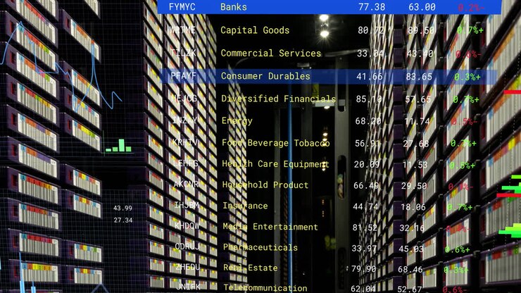 Animation of computer servers and financial data processing