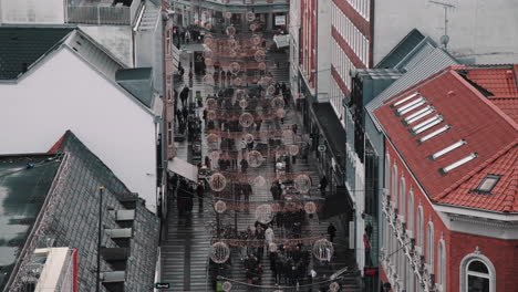 Aarhus-city-pedestrian-mall-top-shot-view-from-salling-view-platform-winter-cloudy