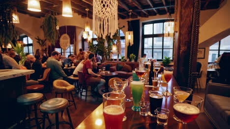 lively bar interior with people enjoying drinks and socializing