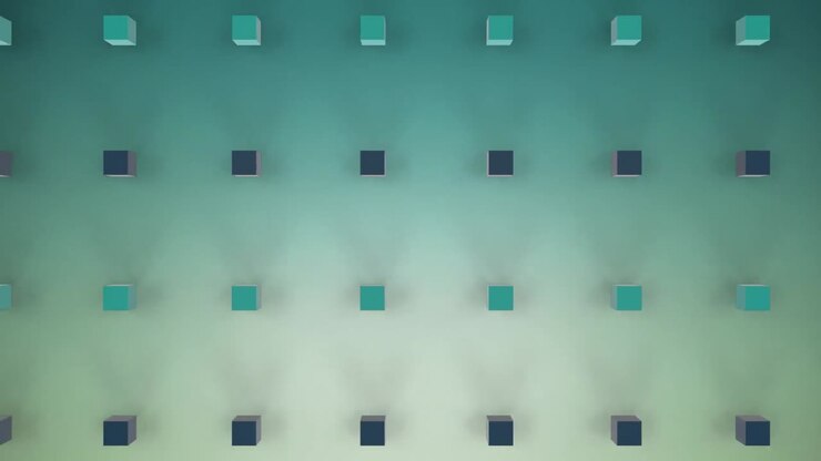 Moving 3D cubes on green background