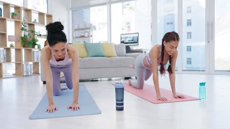 wellness, yoga or women stretching in class