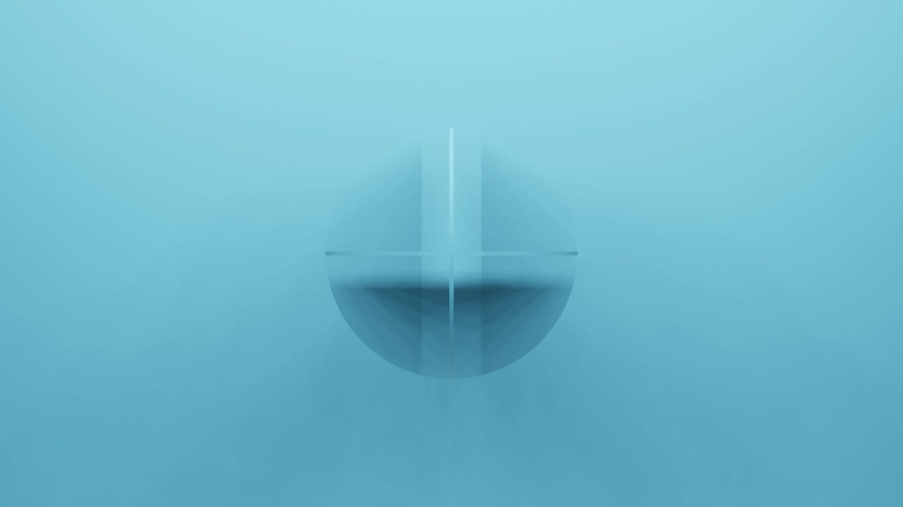 3d rendering light blue round geometric shape rotates in random direction. Abstract simple seamless loop animated background