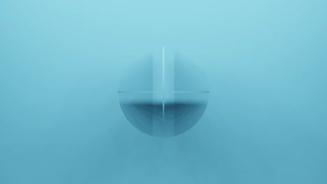 3d rendering light blue round geometric shape rotates in random direction. abstract simple seamless loop animated background