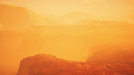 Grand-Canyon-National-Park-in-fog-at-sunset