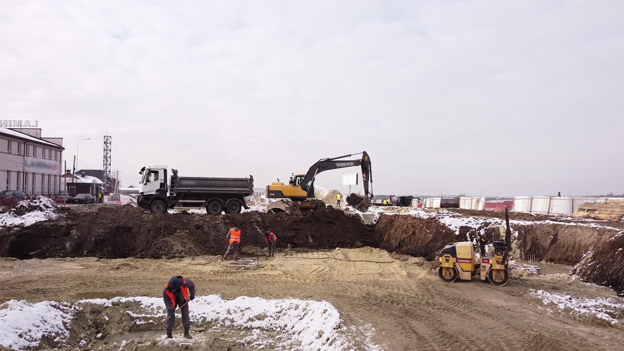 Construction Site Excavation in Winter