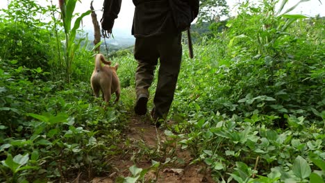 Senior Man Going To Hunt With Dog