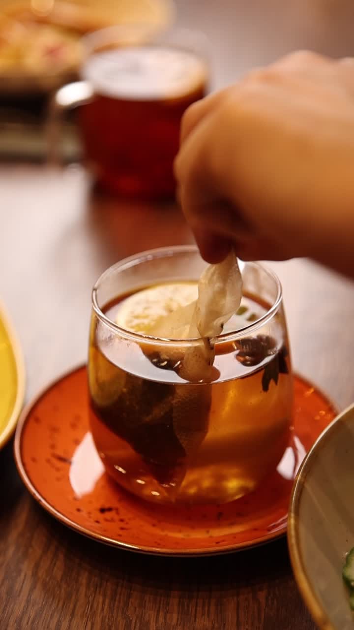A cup of tea being prepared