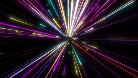 colorful supersonic light streaks fly in and out