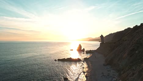 aerial moving sideways on the coast of spain