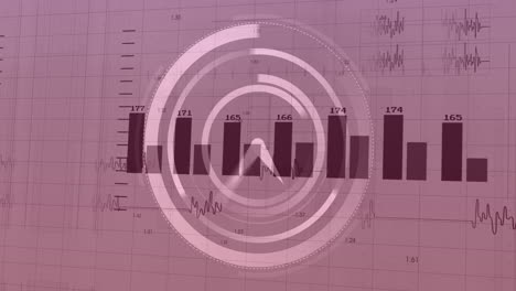 animación del procesamiento de datos financieros sobre un reloj móvil