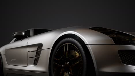 luxury sport car in dark studio with bright lights