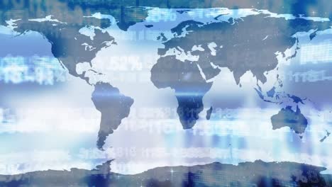 animación del procesamiento de datos sobre el mapa del mundo