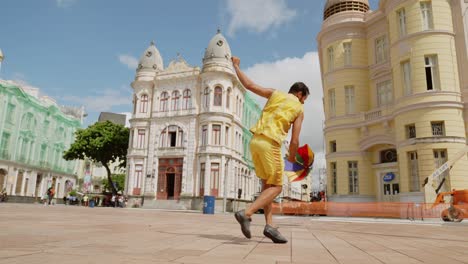 frevo dancer at the street carnival in recife, pernambuco, brazil.