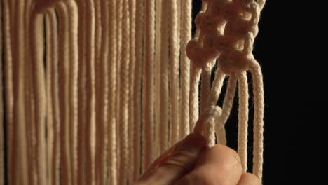 Close Up of Macrame Knotting