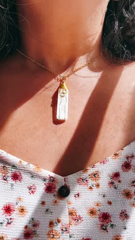 gold wire-wrapped white crystal necklace